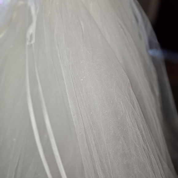 Lovely wedding train dress L 412W organza ivory lace-up back court train sequins - Picture 7 of 12